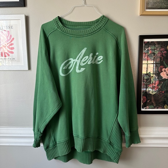 Aerie Oversized Kelly Green Crewneck Sweatshirt - Picture 2 of 5